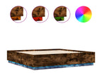 Bed frame with LED lighting, without mattress, smoked oak, 200x200 cm, 94002GQGP