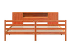 Bookshelf bed without mattress, brown wax finish, 180x200 cm, solid pine, 83925PFQL