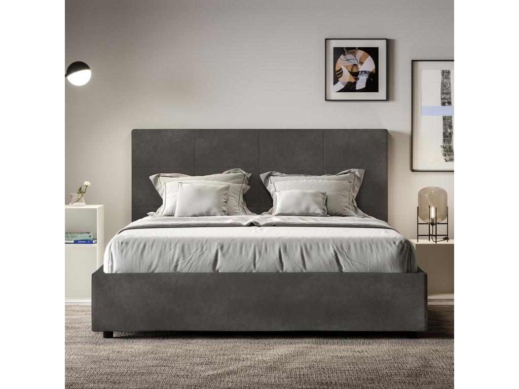 Delimoa 33655QKWX Upholstered Storage Bed 160x190cm Grey Microfiber