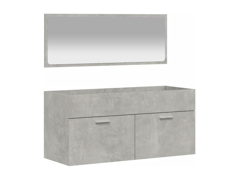Bathroom cabinet with engineered wood concrete grey mirror 27529MANI