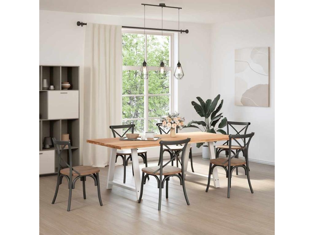 Light brown rectangular solid oak dining table 03478CVBY