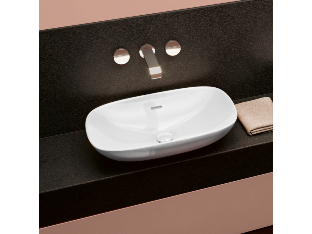 Delimoa &amp; Boch rectangular countertop washbasin, 62x42 cm, Delimoa/Friends, unground, Delimoa white, without overflow, 84738JSUK
