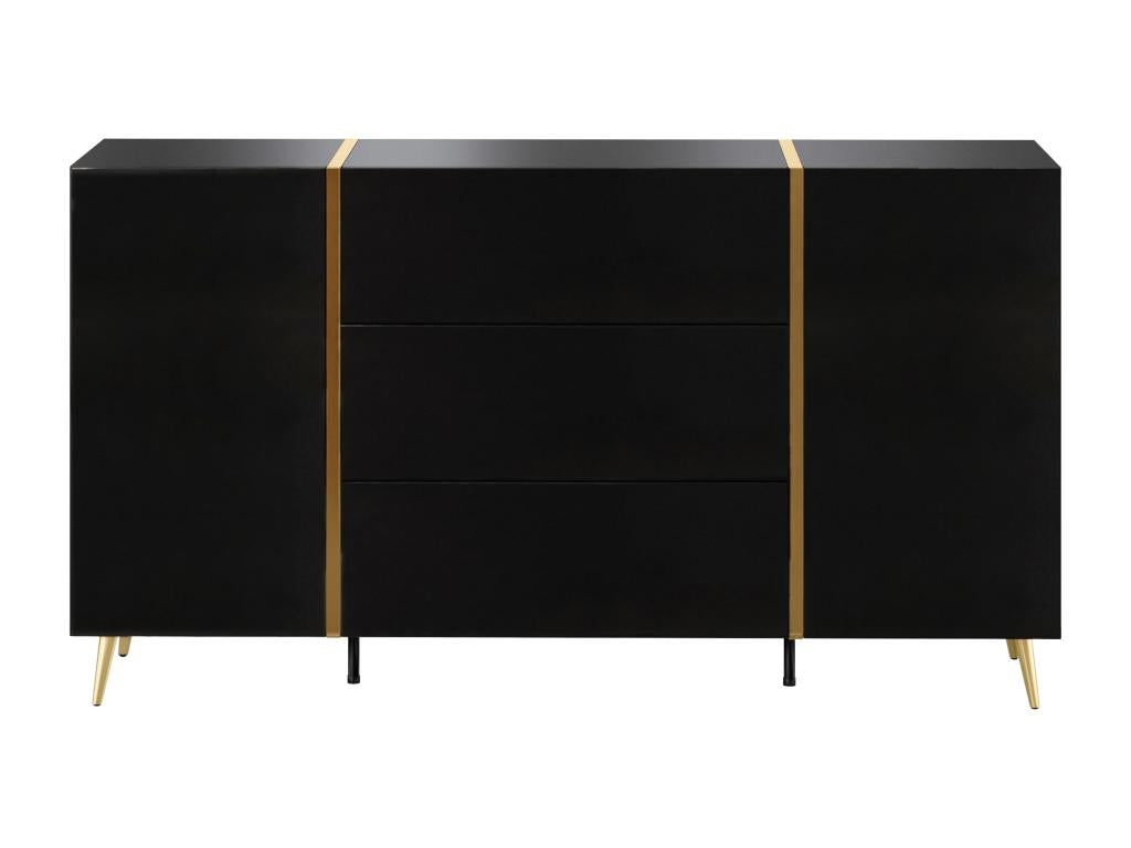 Sideboard with 2 doors and 3 drawers - Glossy black and gold - Artanzy 51365IIII