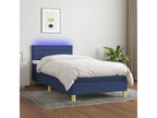 Upholstered bed base with mattress and LED light, blue, 80x200cm, fabric, 57313YPAV