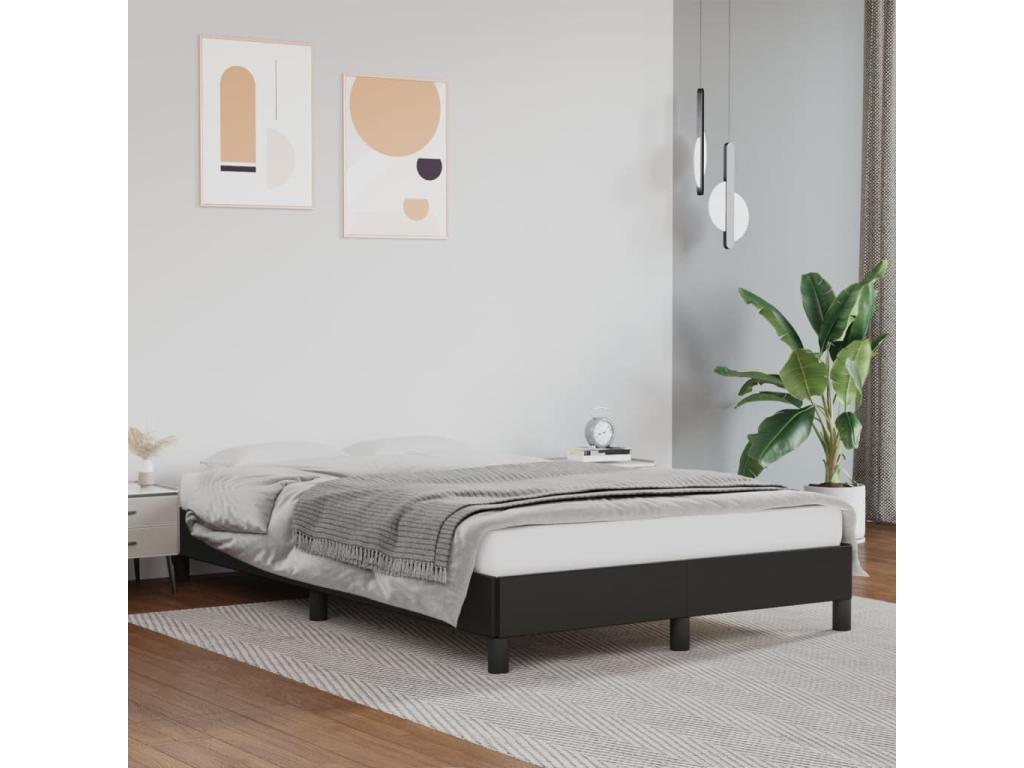Black bed frame 120x200 Faux leather 23686RXOH