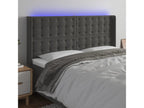 LED Headboard, Dark Grey, 163x16x118/128 cm, Velvet, 14683LSXW