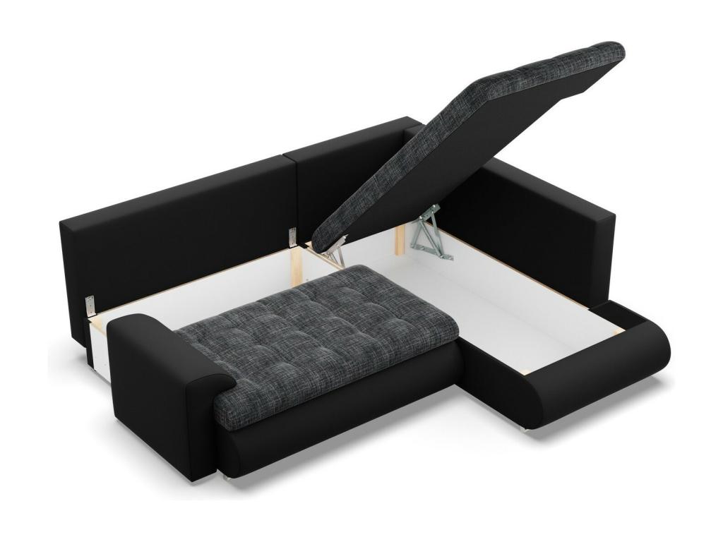 Right Corner Sofa with Ottoman Bed Function Black Black 50193GAST