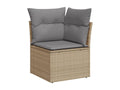 9-piece garden furniture set with cushions, beige wicker resin, 38477FRWR