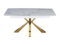 Extendable dining table 160x200 cm Artanzy gold ceramic white marble 61584AKDT