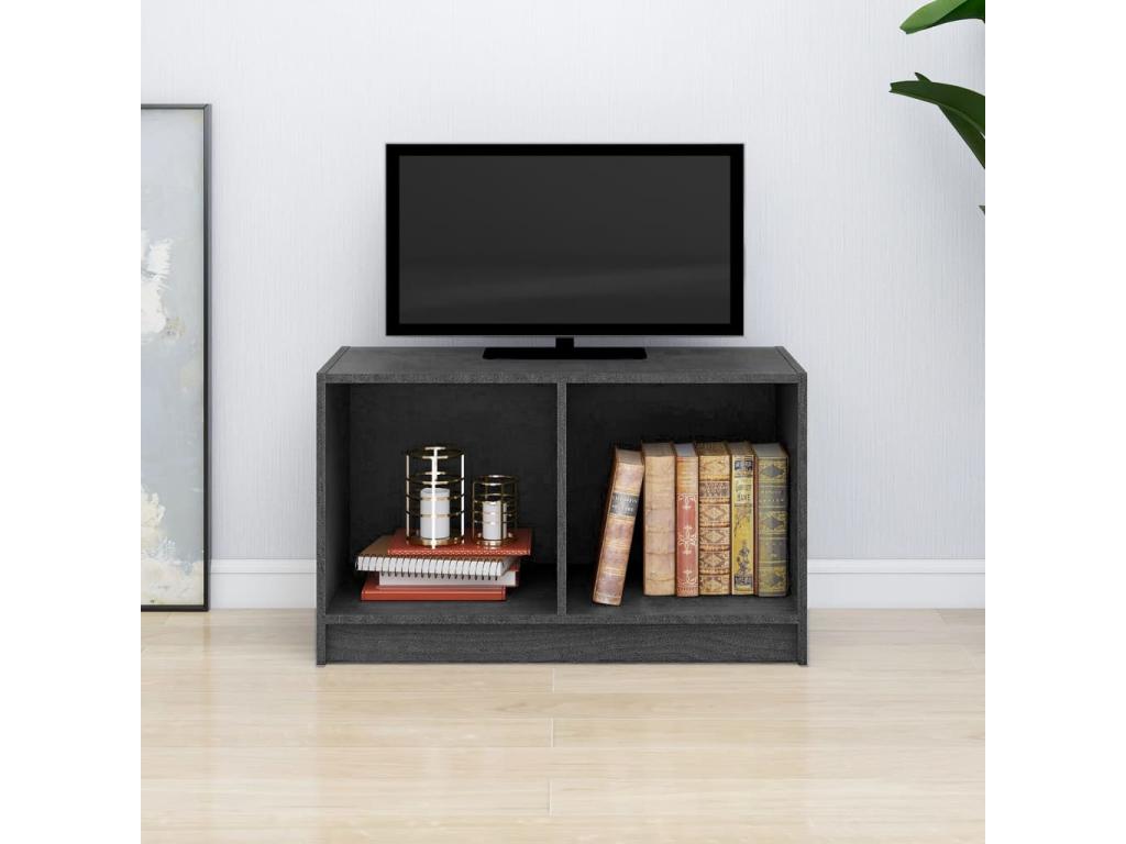 Grey TV stand 70x33x42 cm Solid pine wood 57052LYRQ
