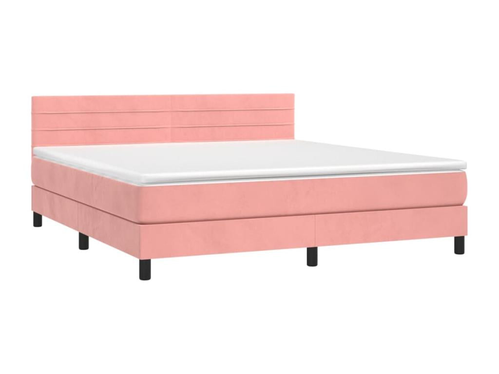 Upholstered bed base with mattress, Pink, 180x200 cm, Velvet, 41282OHTN