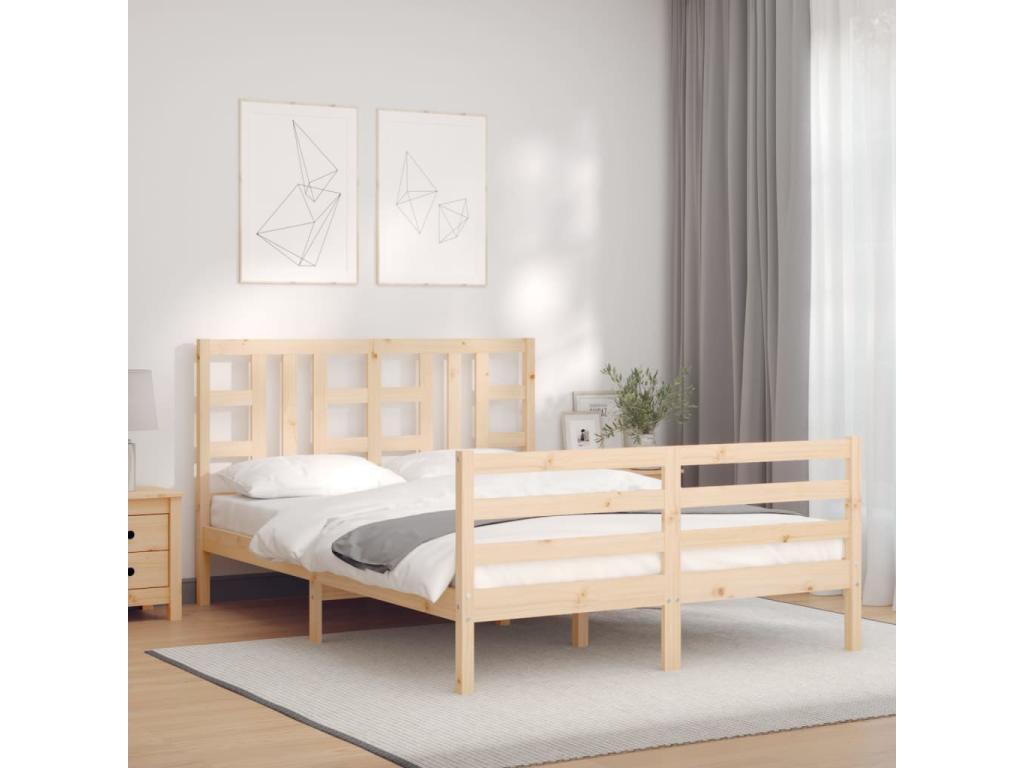 Bed frame with headboard 160x200 solid wood 48679BUPZ