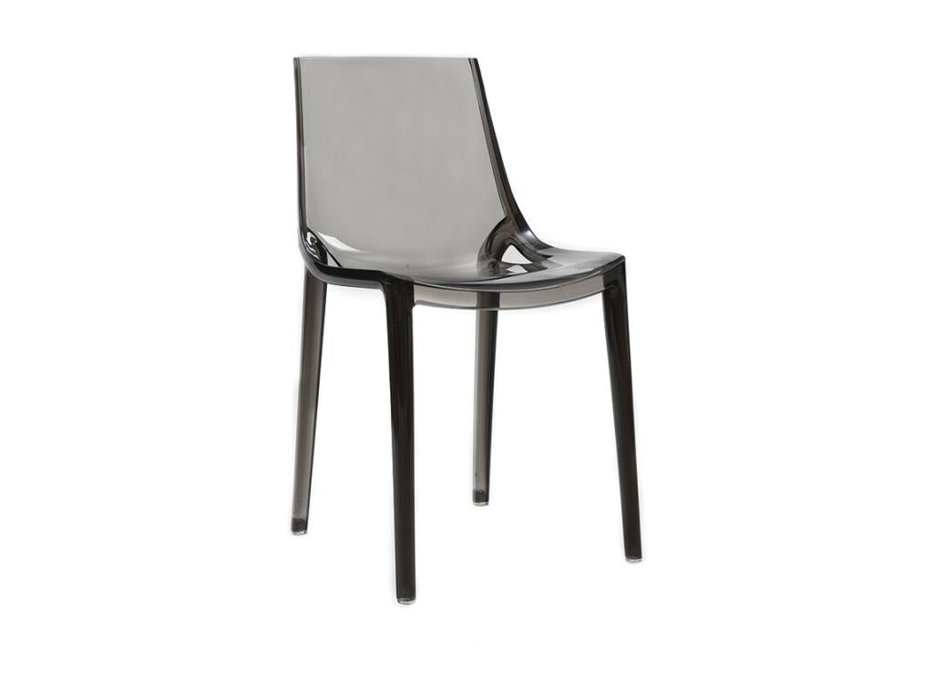 Stackable designer chairs, transparent grey, indoor/outdoor, set of 2, Artanzy 73953GZCF