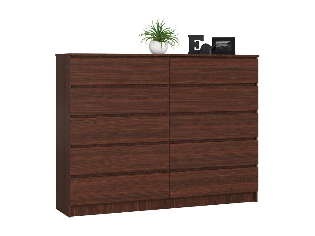Large Delimoa K160 Wenge Chest of Drawers for Living Room, 160 cm, 10 Drawers, Wenge Front, 160x40x121 cm, 47790XXJC