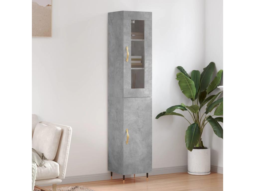 Highboard, Concrete Grey, 34.5x34x180 cm, Engineered Wood, 48224UHQS