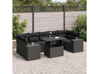 8-piece garden furniture set with cushions, black resin wicker, 86189ZQNA