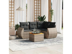 5-piece garden furniture set with grey resin wicker cushions 76108AYID
