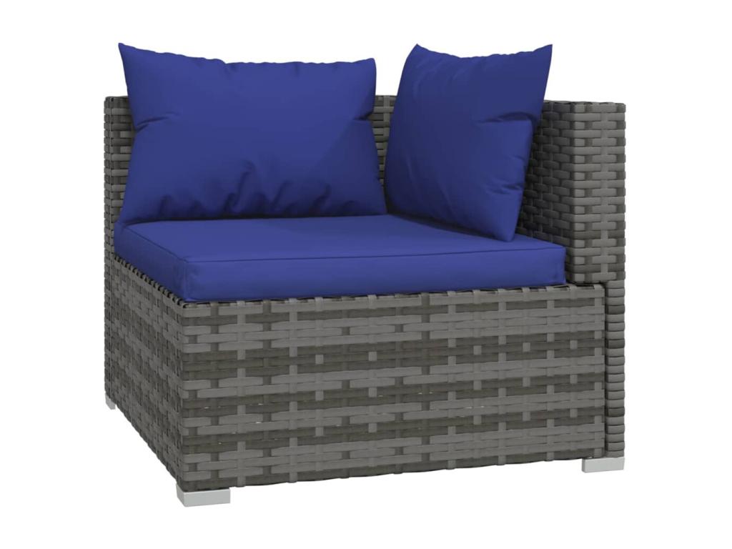 6-piece garden furniture set with cushions, grey wicker resin, 15 62392IRIL