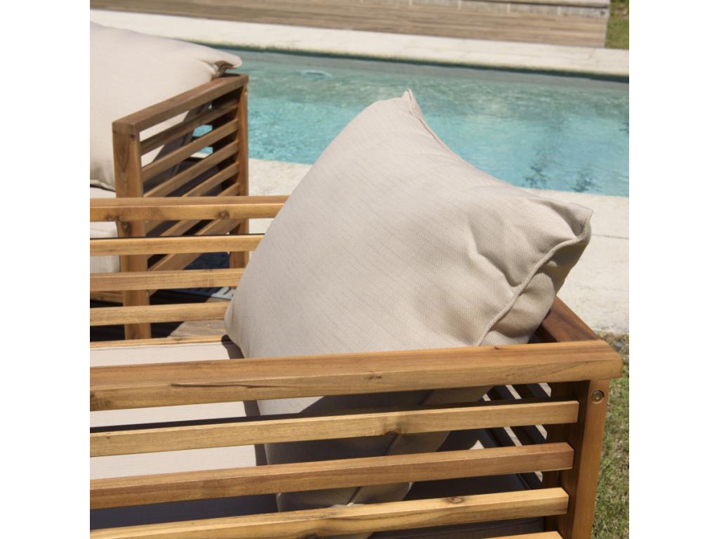 VICTORY - Delimoa 5-person wooden garden furniture set - 1 three-seater sofa, 2 armchairs and 1 rectangular coffee table 100x60 cm 44433TPDQ