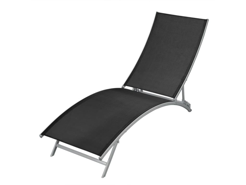 Black sun lounger/deckchair 142x55x73 cm 02 0012245 71929LCAI