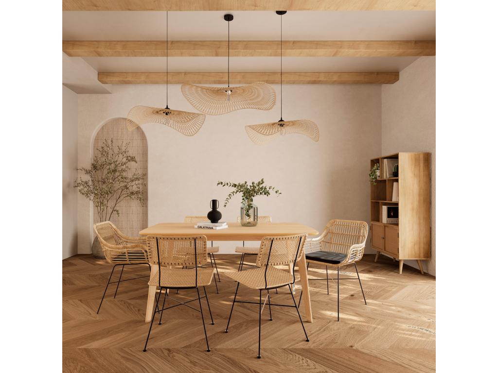 Natural rattan chair with black metal legs - Delimoa 10919SMGJ