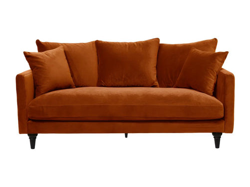 Artanzy - 3-seater velvet sofa with turned legs - Rust 46128WYUT