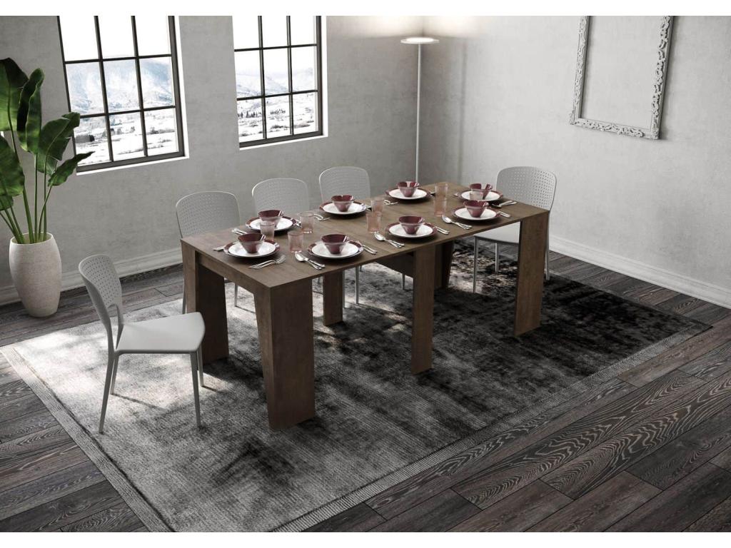 Extendable console 90x48/204 cm Artanzy Small walnut 81012YQQU