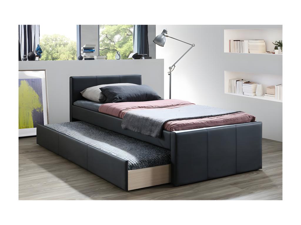 Delimoa 99812ELMM Matte Black Trundle Bed 90x190 cm