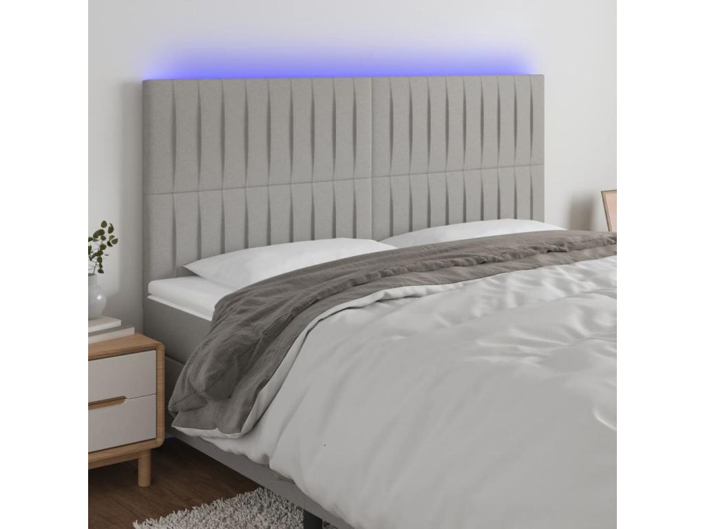Light Grey LED Headboard 160x5x118/128 cm Fabric 96112IYKQ
