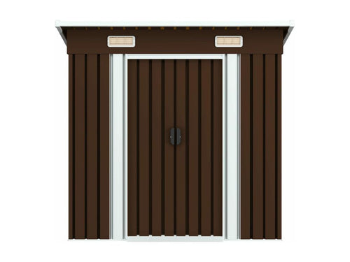 Brown garden storage shed, 194x121x181 cm, steel, 40083LKLK