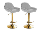 Set of 2 Bar Stools - Fabric/Metal - Grey - Artanzy 16871WQNF