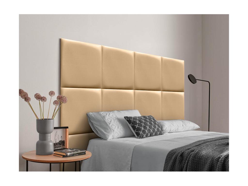 Artanzy Upholstered Headboard in High-Quality Faux Leather, composed of interchangeable self-adhesive panels, Champagne, 105 cm, 82808EZGB