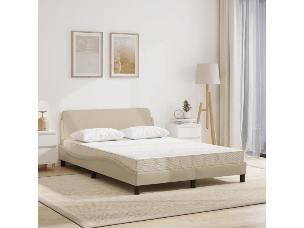 Bed with cream mattress 140x190 cm fabric 48773XZWB