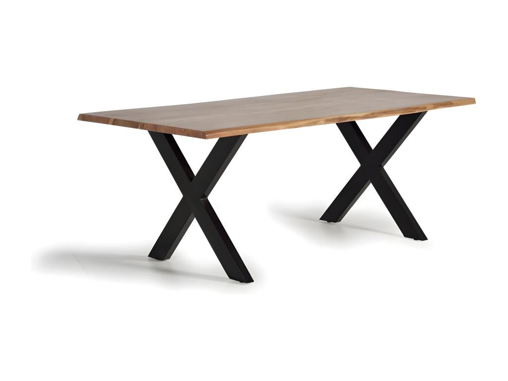 Wood and Metal Dining Table, Brown, 200x100x78cm - Delimoa 26505CCNC