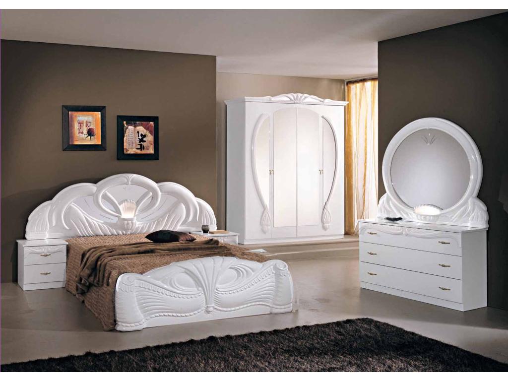 Artanzy 50cm Baroque-style bedside table with 2 drawers, glossy white wood, 30355WURZ