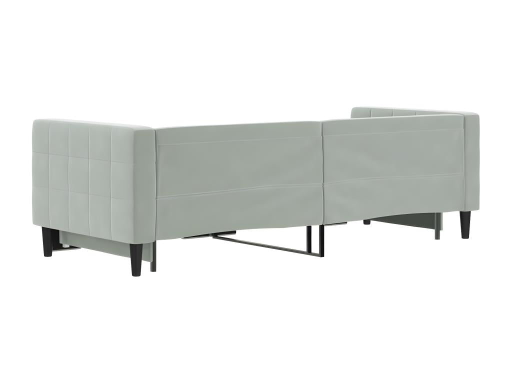 Daybed with pull-out bed, light grey, 80x200 cm, velvet, 35045XVMS