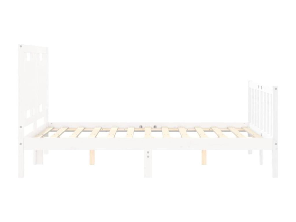 Bed frame with white headboard 140x190 solid wood 56908KEWU