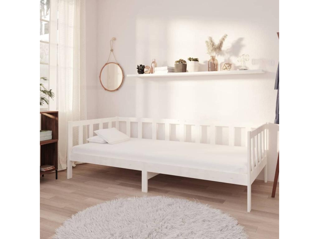 Bed with mattress 90x200 White Solid pine wood 20 17793GWCL