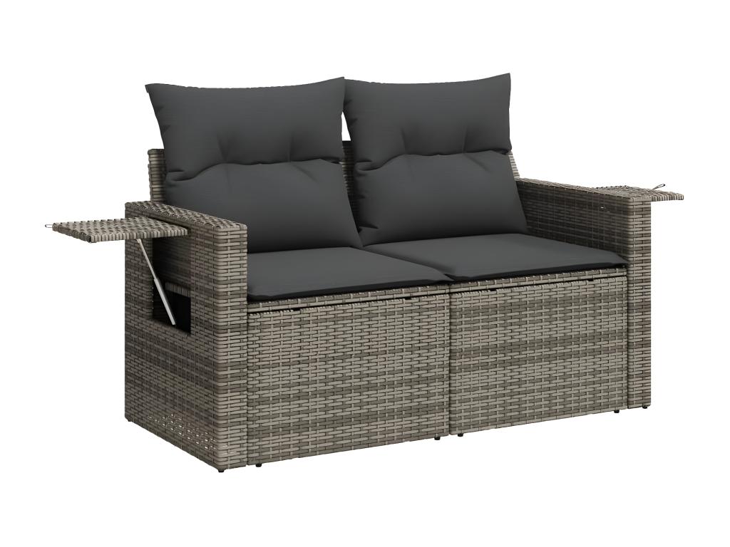 Garden furniture set with cushions, 13 pieces, grey woven resin, 81580IWIG