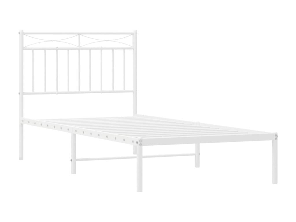 Metal bed frame with white headboard 90x190 59736HNON