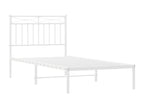 Metal bed frame with white headboard 90x190 59736HNON