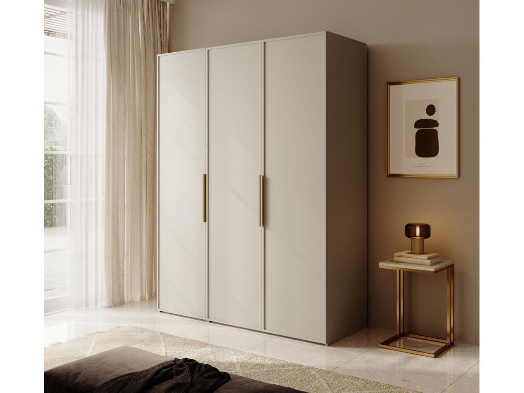 3-door wardrobe with two hanging rails - 150 cm - beige - Artanzy 60476NEWU