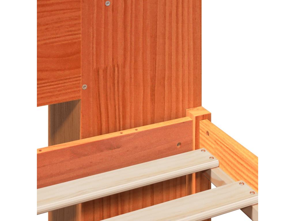 Bookshelf bed without mattress, brown wax finish, 180x200 cm, solid pine, 83925PFQL