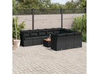 11-piece garden furniture set with cushions, black woven resin, 84044FURK