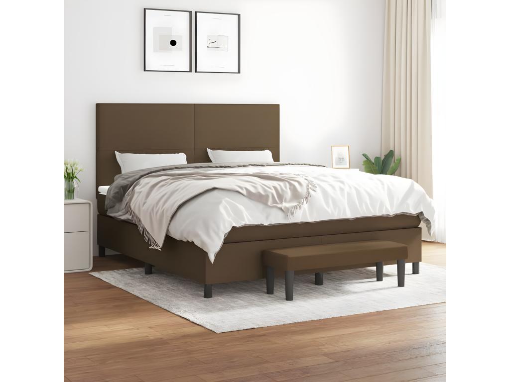 Upholstered bed base with mattress, dark brown, 160x200 cm, 75454CLRR