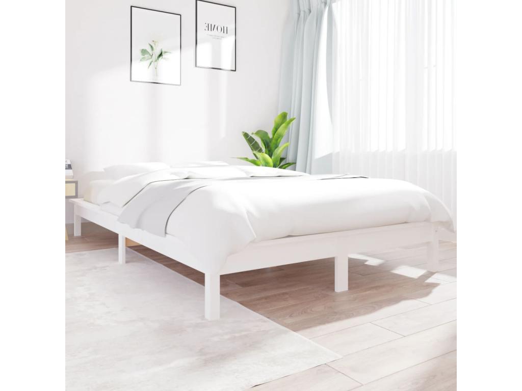Bed frame without mattress, white, 140x190 cm, solid pine wood, 83932NIAE