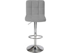 Set of 2 SIVAN grey quilted faux leather bar stools, adjustable height, swivel, 44936LGWW