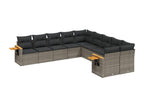 Garden furniture set with cushions, 10 pieces, grey woven resin, 30922EAPP