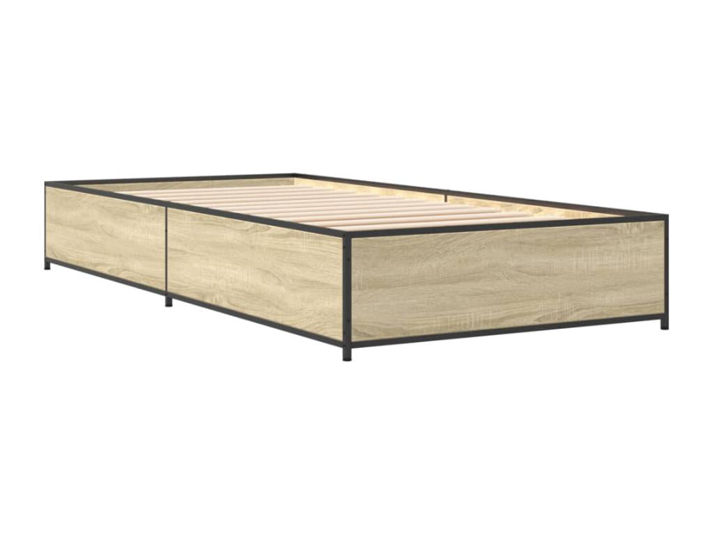 Artanzy oak bed frame 75x190 cm engineered wood and metal 74008IDJP