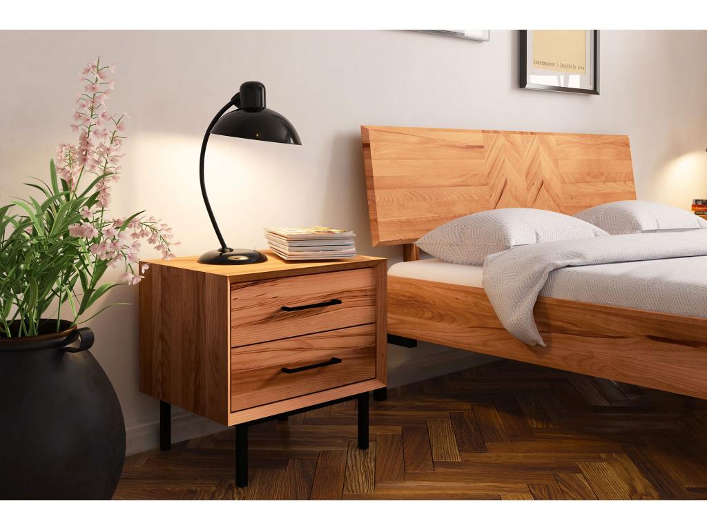 Delimoa - Bed frame with wooden headboard 160x200 in natural oiled beech heartwood 89523BHQR